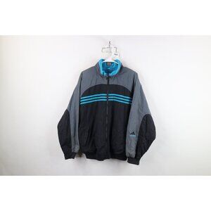 Vintage 90s Adidas Womens Medium Spell Out Striped Reversible Bomber Jacket